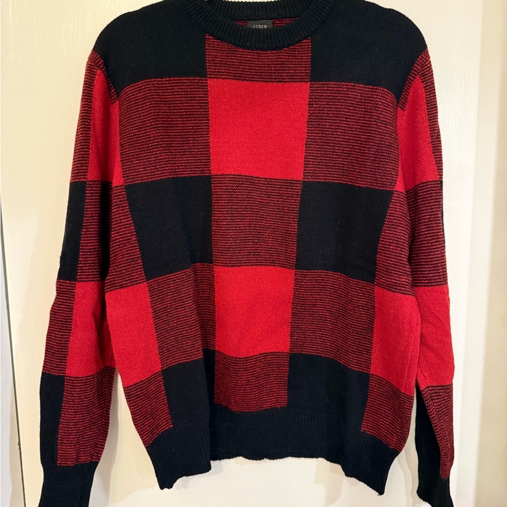J. Crew buffalo check 100% lambswool sweater